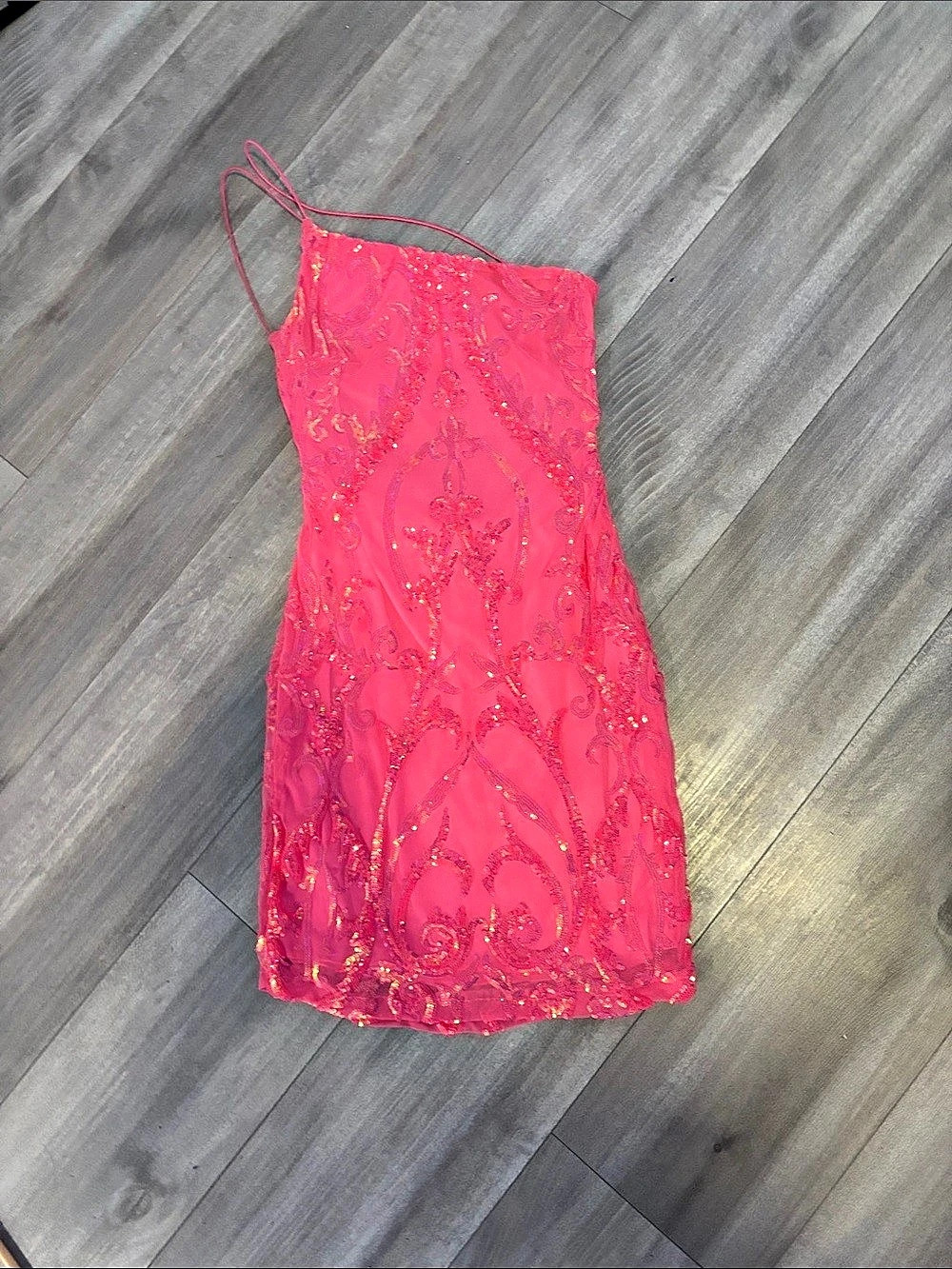 Pink Floral Sequin Mini Dress Like New